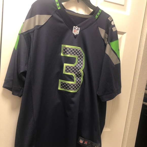 Nike On Field NFL Authentic Seattle Seahawks #3 Wilson Fan men's Blue Jersey - Picture 5 of 15